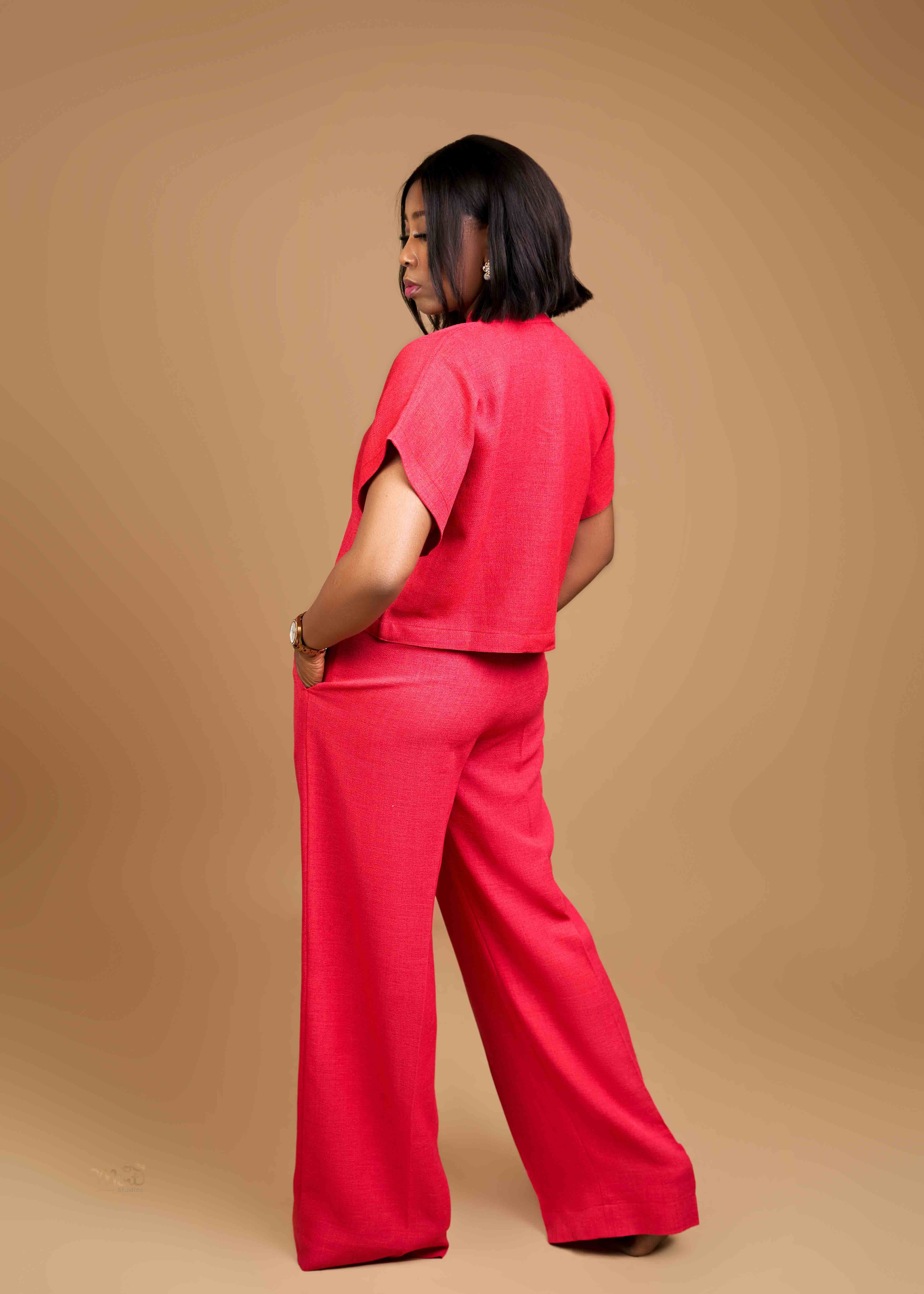 The Linen Mandarin Set - Cherry