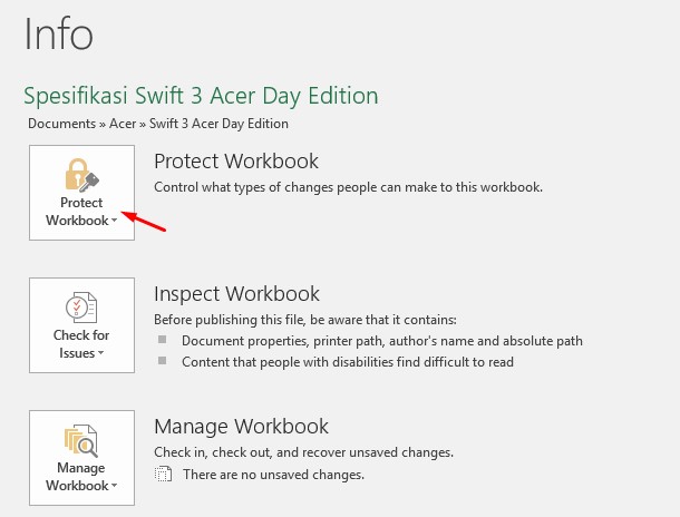 Membuat Password di Microsoft Excel
