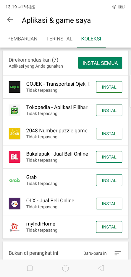 Mengembalikan Aplikasi Lama