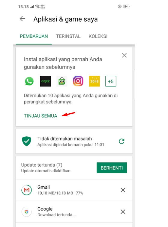 Mengembalikan Aplikasi Lama