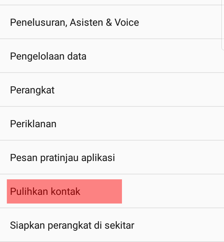 mengembalikan nomor kontak lama