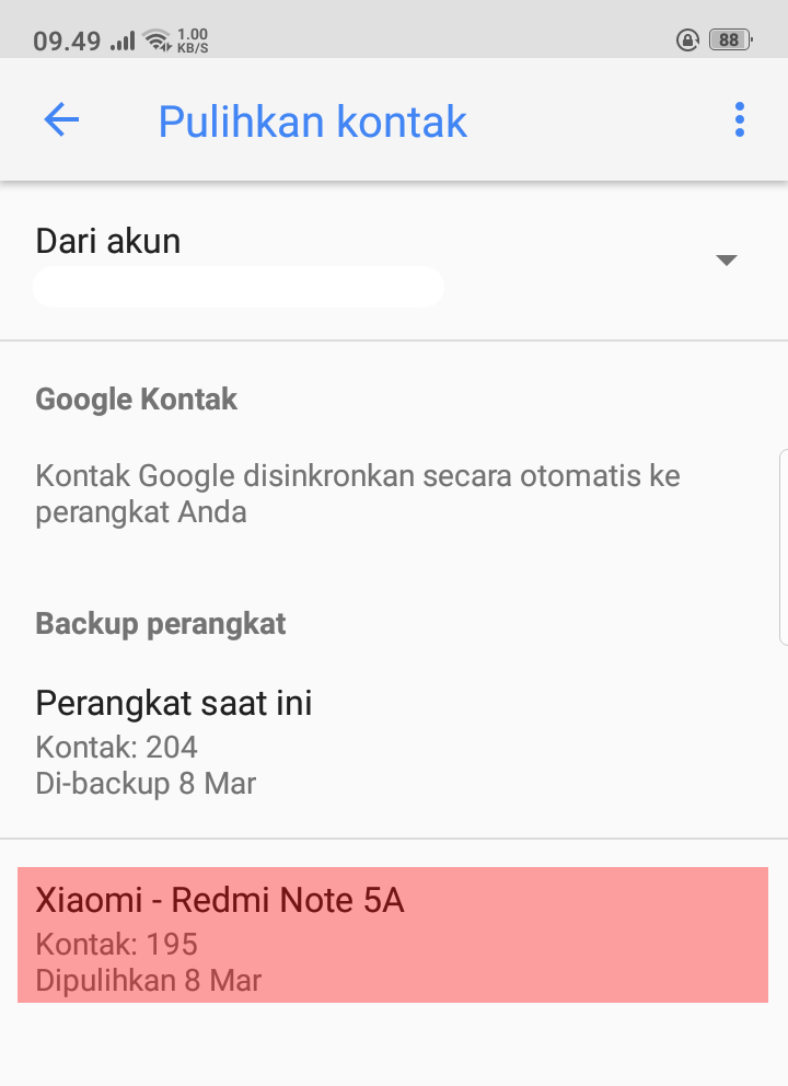 mengembalikan nomor kontak lama