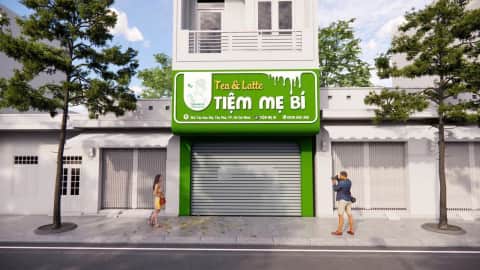 bảng hiệu quán tea latte đẹp bình dương