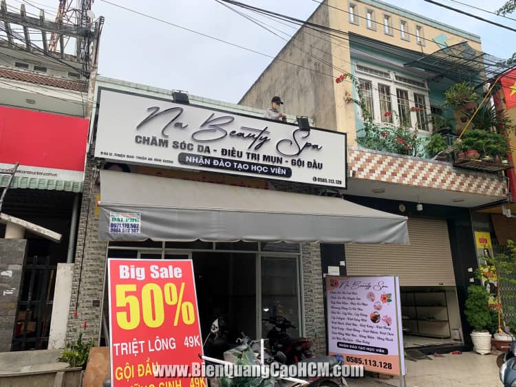 bảng hiệu chăm sóc da điều trị mụn gội đầu Na Beauty HCM, Đồng Nai