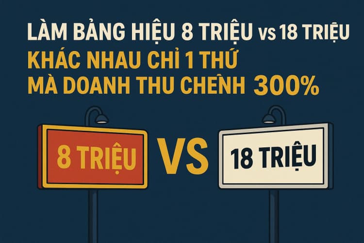 Bảng Hiệu 8 Triệu vs 18 Triệu – Khác Nhau 1 Chi Tiết Nhưng Doanh Thu Chênh 300%