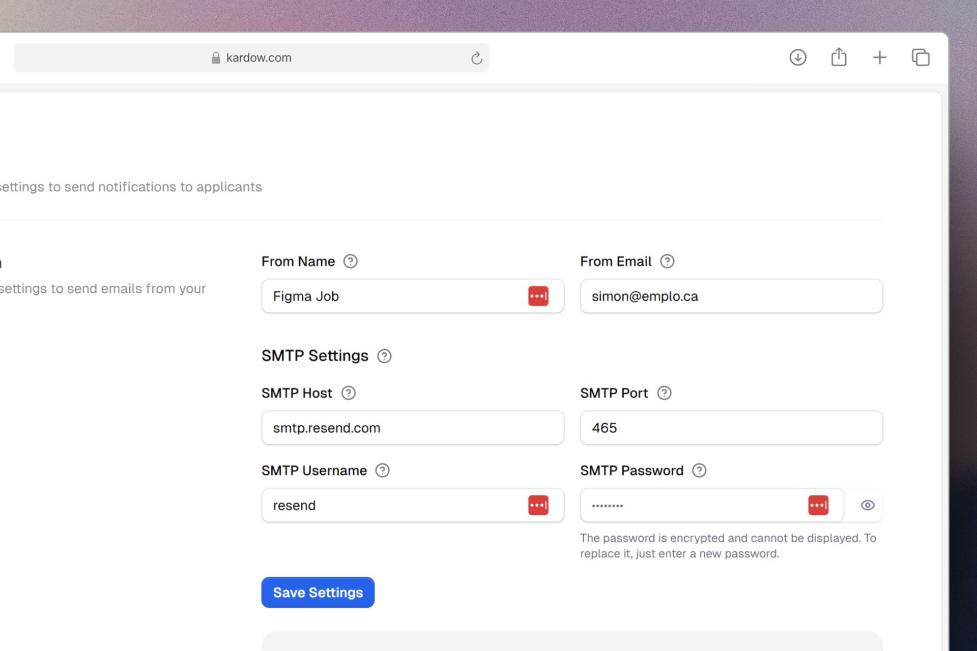 SMTP Configuration