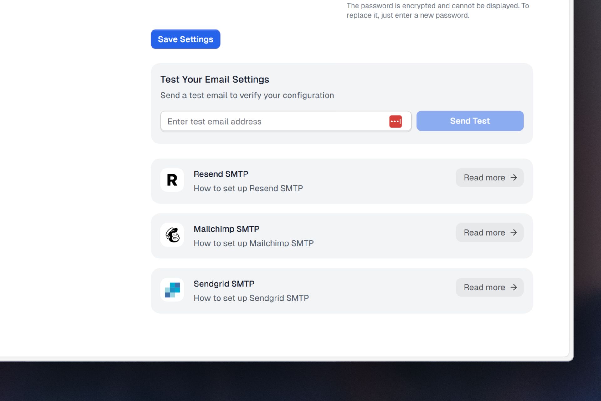 Test Email Section