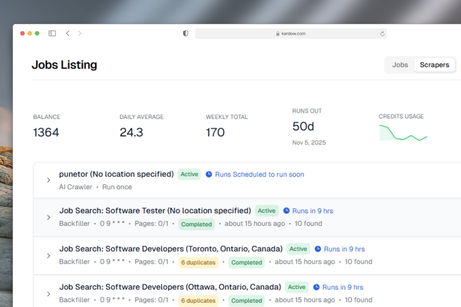 Smarter Job Scraper Credits