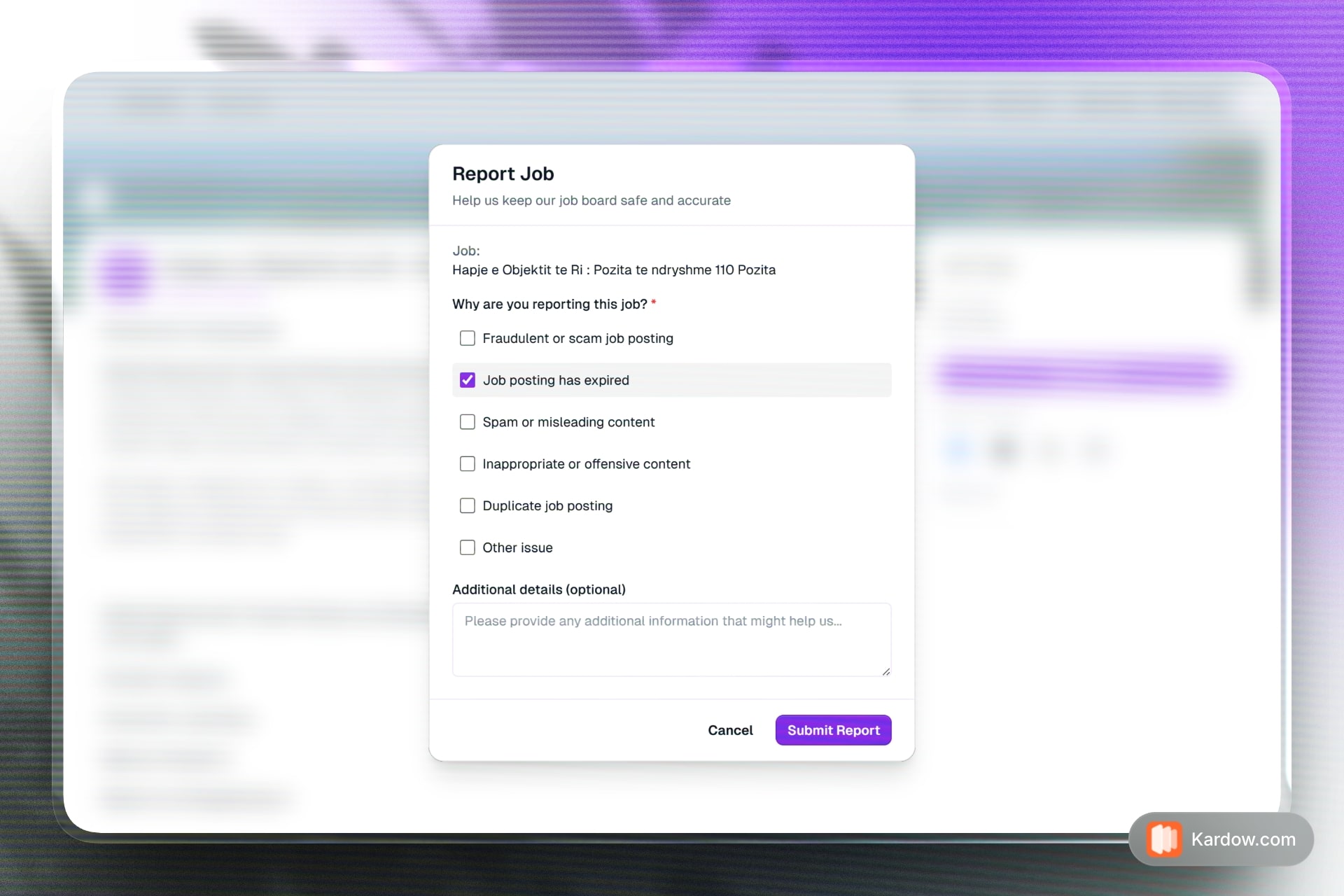 New Job Reporting Form