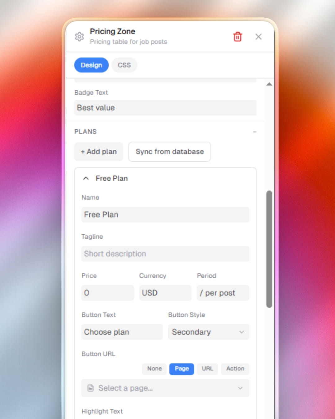 Changes to custom pages style & new pricing plans component