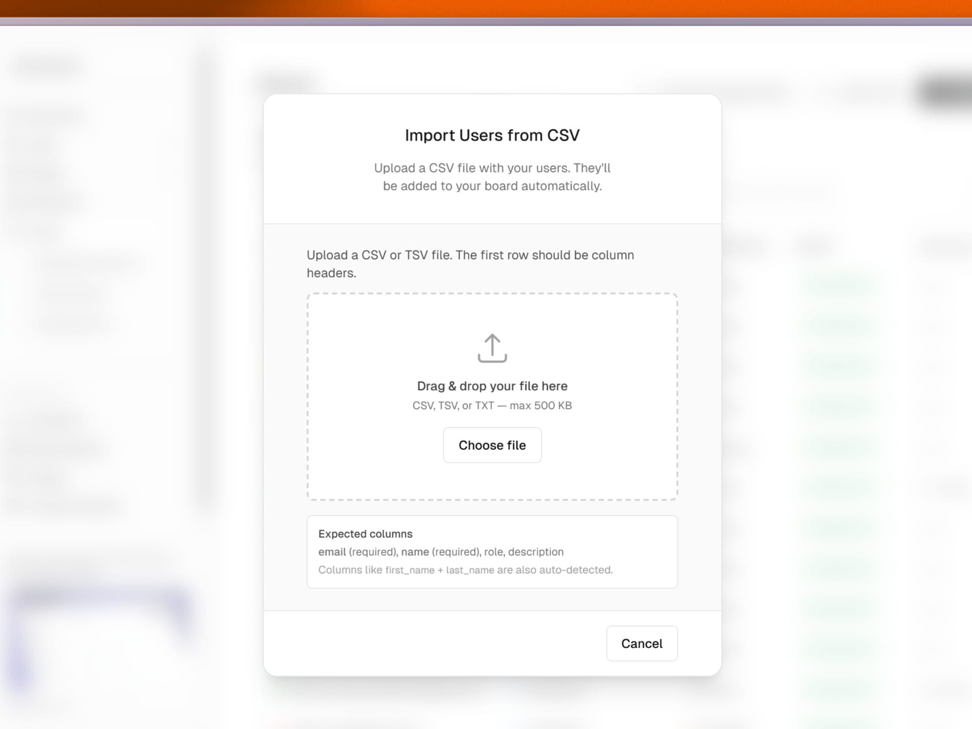 Bulk user import from CSV