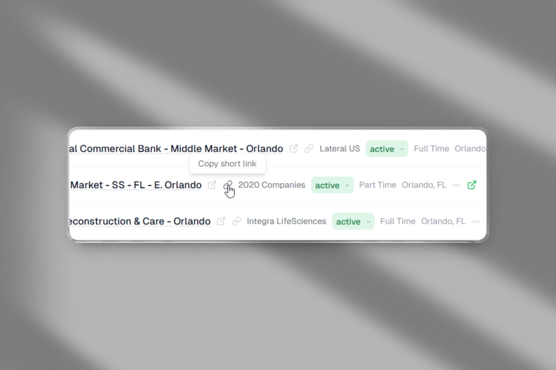 Short links for sharing jobs