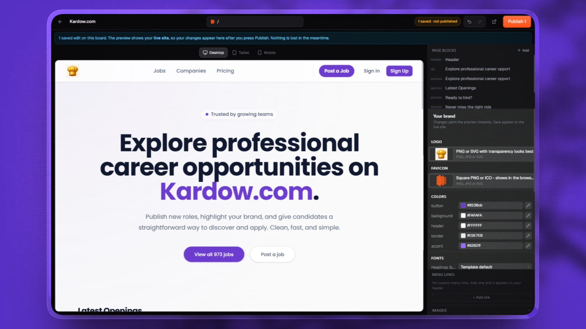 Edit your site by clicking on it