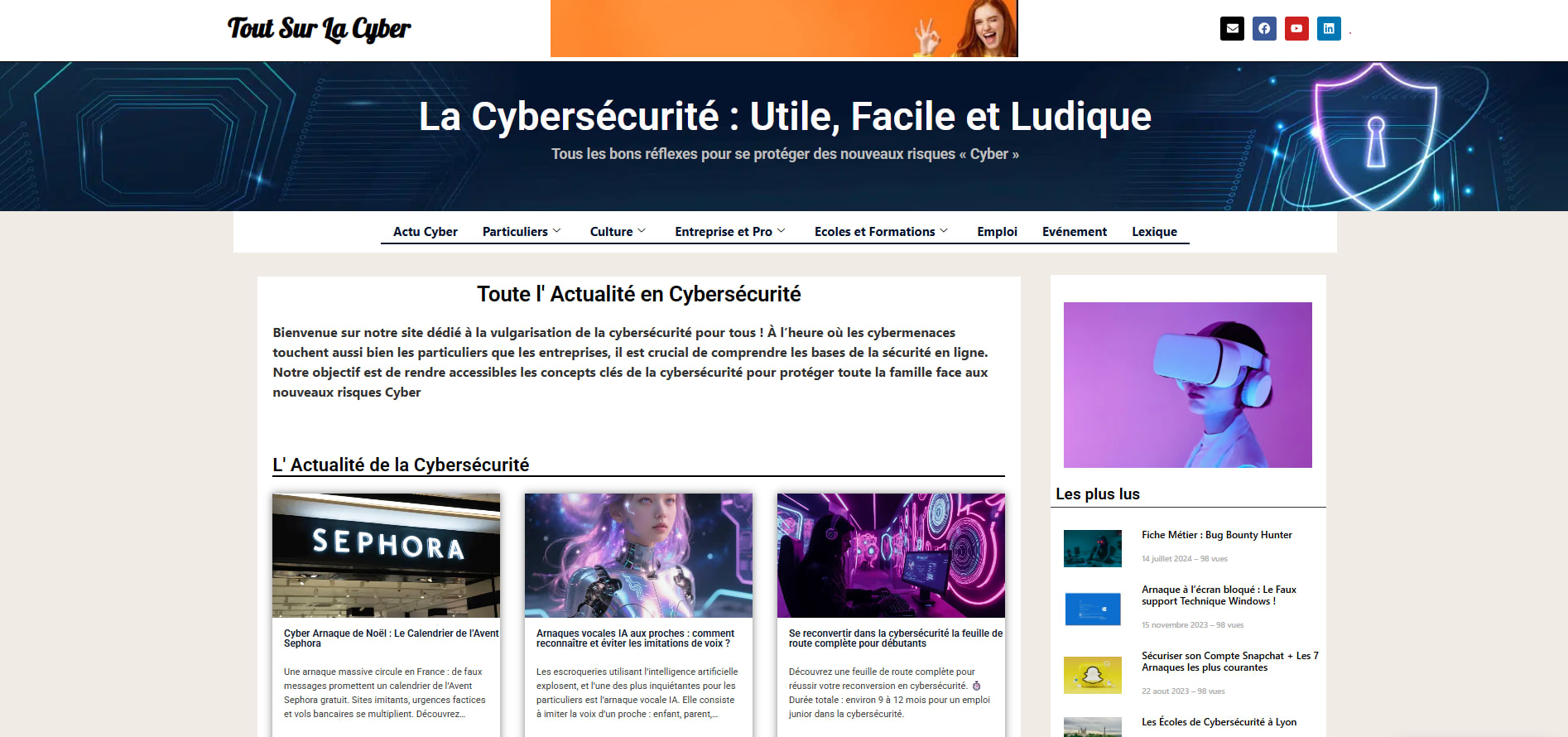 Capture principale du projet toutsurlacyber.fr