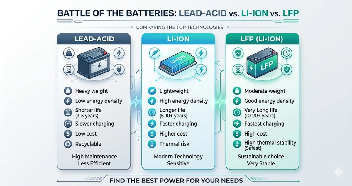 Comparison between battery types for scooters