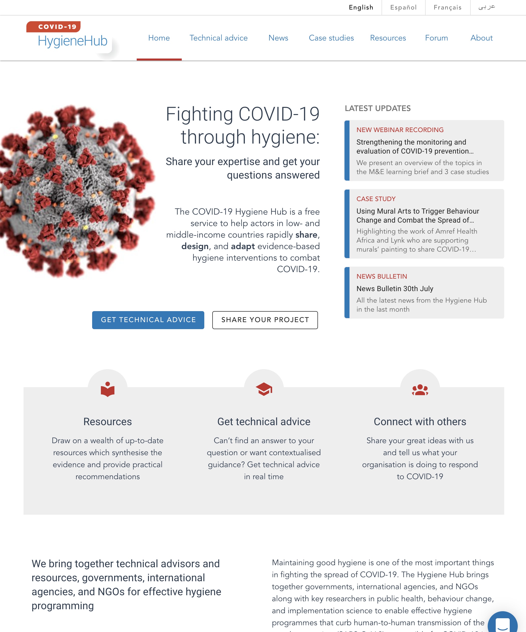 Screenshot of Hygiene Hub website landing page