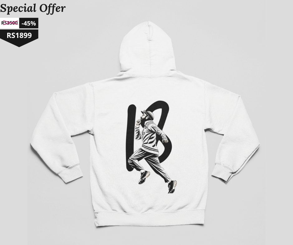 Best Power Look Cricket Wear – Virat Kohli White Cricket Hoodie with No. 18 Print