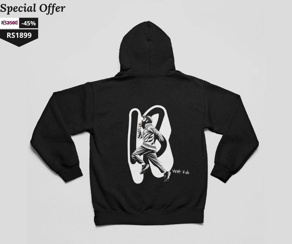 Best Power Look Cricket Wear – Virat Kohli Black Cricket Hoodie with No. 18 Print