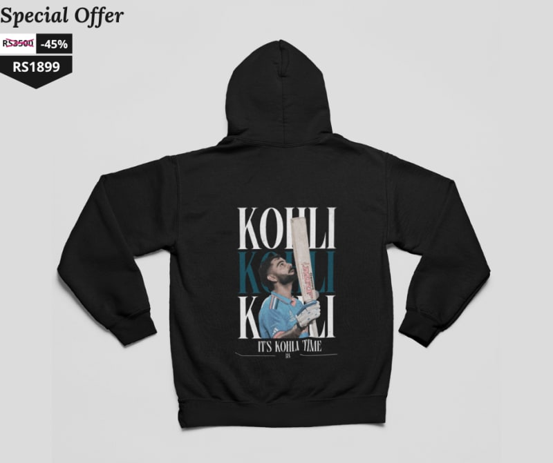 Black Limited Edition Virat Kohli Cricket Hoodie | No. 18 Fan Favorite