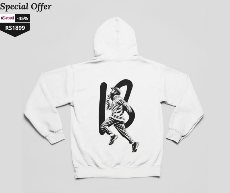 Best Power Look Cricket Wear – Virat Kohli White Cricket Hoodie with No. 18 Print