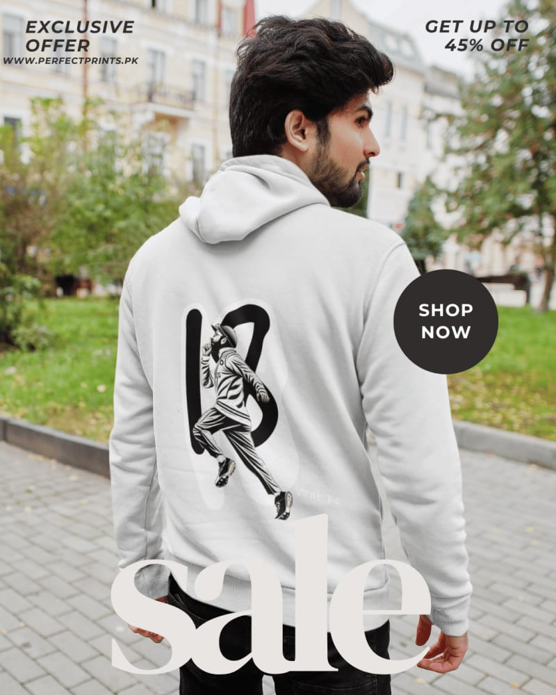 Best Power Look Cricket Wear – Virat Kohli White Cricket Hoodie with No. 18 Print