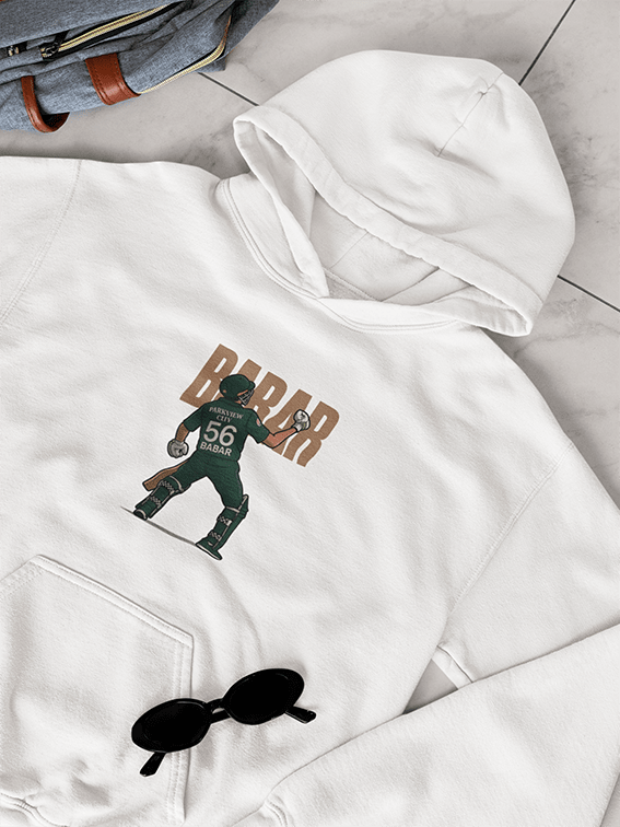 Best White Rock Your Look with Oversized Babar Azam Hoodie