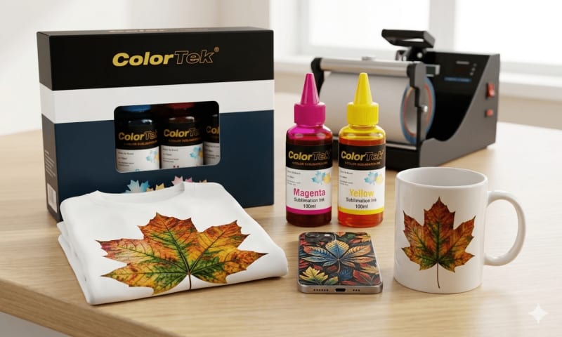 Color Tek Sublimation Ink Pakistan — 100ml 4 Color Set (CMYK) for Mug & T-Shirt Printing | Perfect Prints