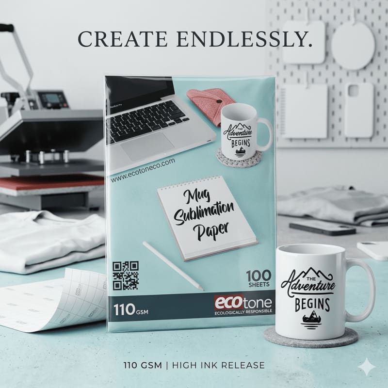 Ecotone Mug Sublimation Paper Pakistan 110 GSM — 100 Sheets A4 for Mug & Ceramic Printing | Perfect Prints