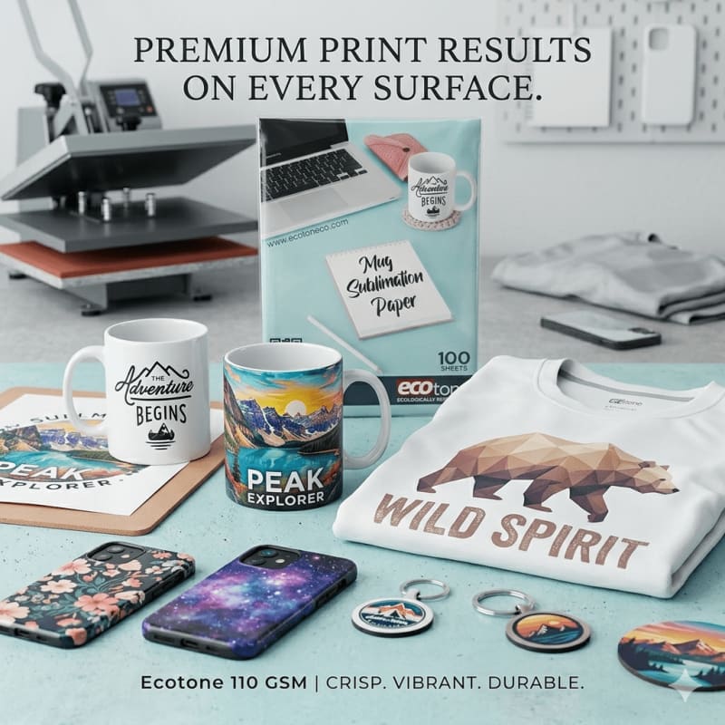 Ecotone Mug Sublimation Paper Pakistan 110 GSM — 100 Sheets A4 for Mug & Ceramic Printing | Perfect Prints