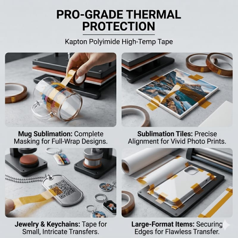 Heat Resistant Sublimation Tape Pakistan — Kapton Tape for Mug & T-Shirt Sublimation Printing | Perfect Prints