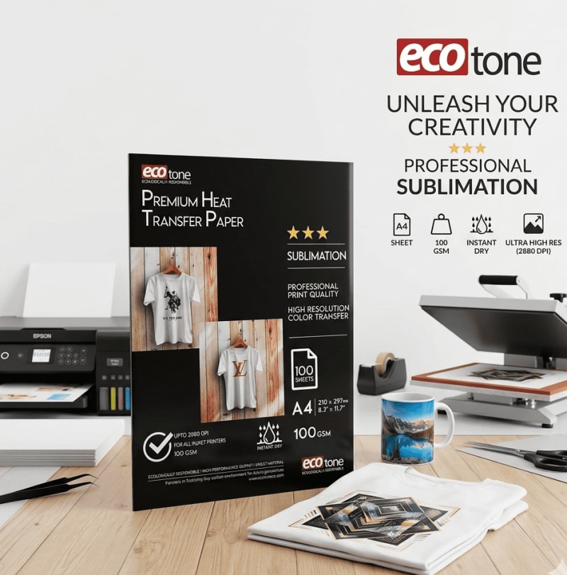 A-SUB Sublimation Paper Pakistan ECO 8.5x11 inch — 100 Sheets for Mug, T-Shirt & Polyester Printing | Perfect Prints