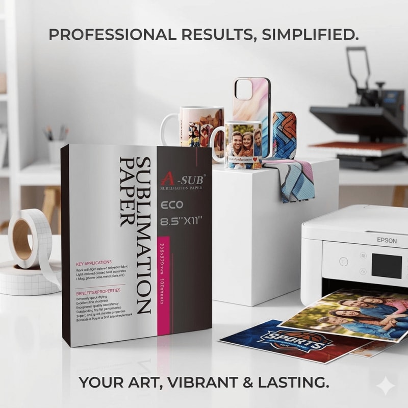 A-SUB Sublimation Paper Pakistan ECO 8.5x11 inch — 100 Sheets for Mug, T-Shirt & Polyester Printing | Perfect Prints
