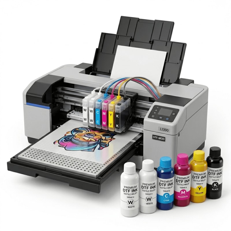 DTF Ink Pakistan — 6 Colour Set CMYK + White + Fluorescent for DTF Printer | Perfect Prints