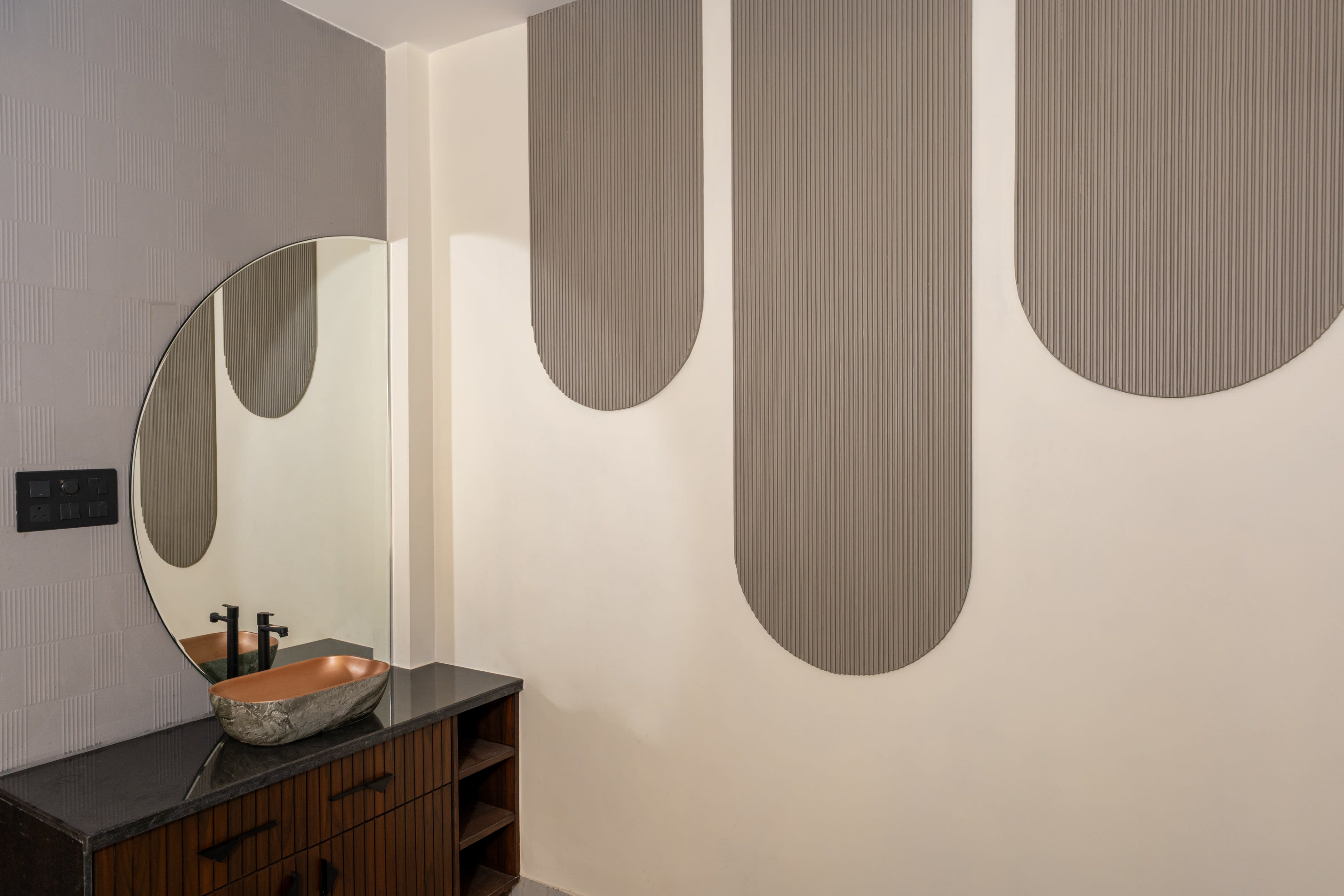 Modern Arched Vanity with Vessel Sink