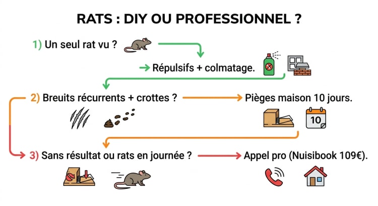 Arbre de décision : quand utiliser les astuces maison contre les rats et quand appeler un professionnel