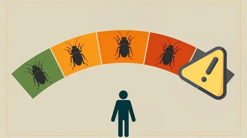 Infographie montrant les niveaux d’urgence d’une infestation de cafards