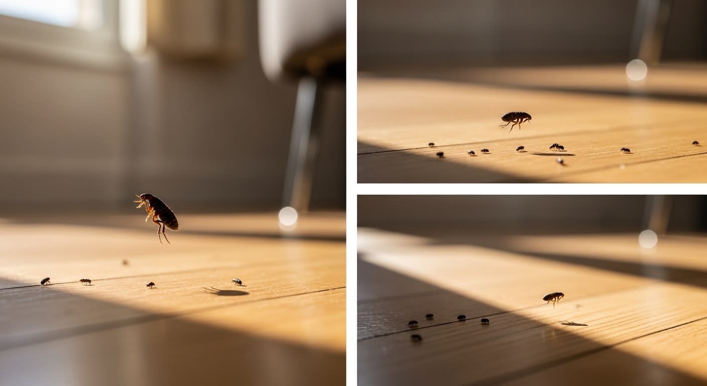 Puces sur parquet dans une maison sans animaux