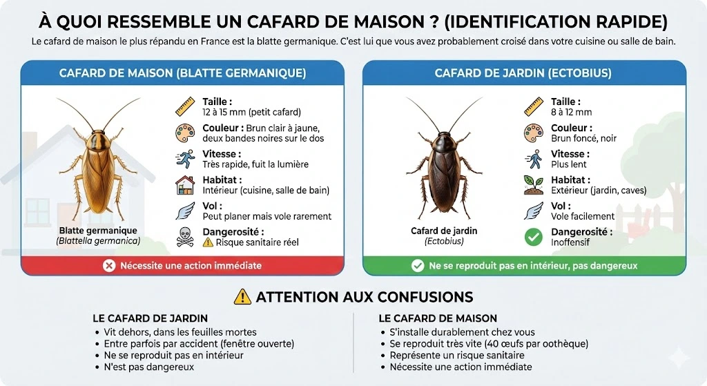 Infographie comparaison cafard maison vs jardin