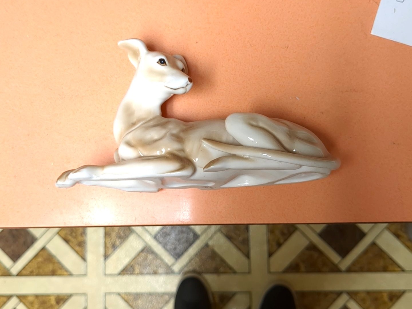 Porcelain Greyhound or Whippet Figurine, Vintage, Marked 3039
