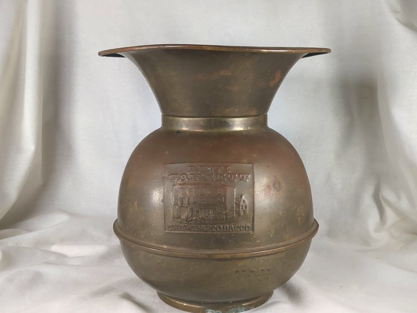 Garrett Chewing Tobacco Brass Spittoon, Vintage Advertising