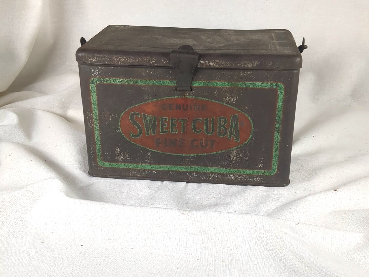 Vintage Sweet Cuba Fine Cut Tobacco Tin with Handle, Early 20th Century
