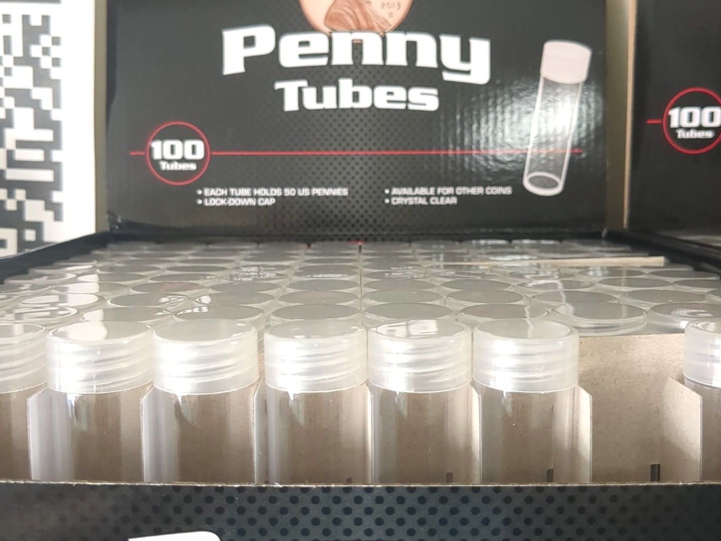 BCW Penny Tubes, Each, Crystal Clear Plastic Coin Storage