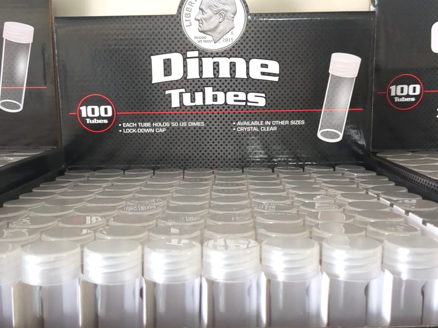 BCW Dime Coin Tubes, Each, Crystal Clear Storage