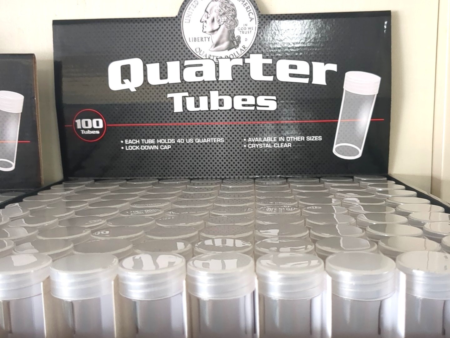 BCW Quarter Coin Tubes, Each, Crystal Clear Storage