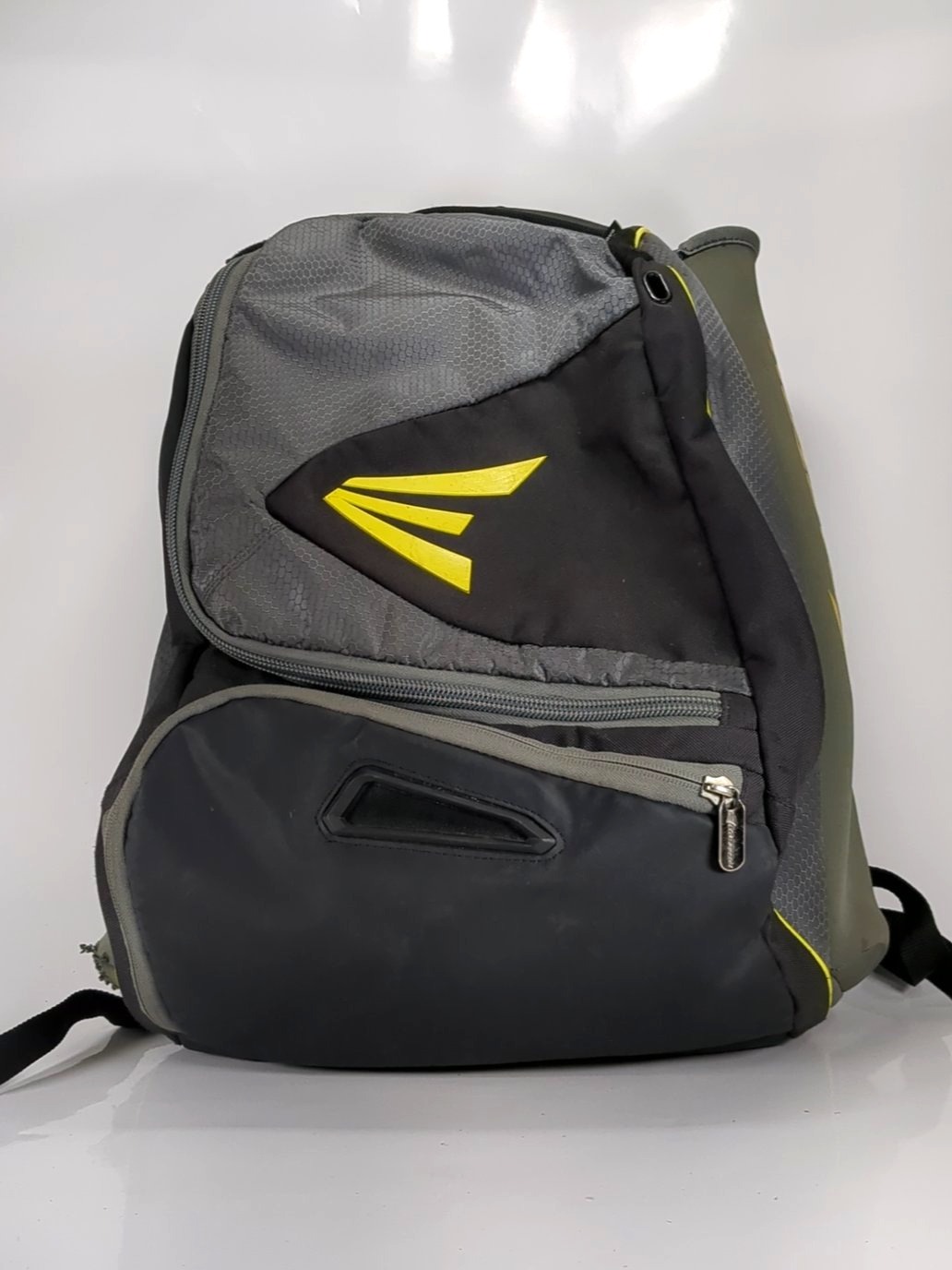 Easton Baseball Softball Backpack, Black and Gray with Yellow, 2x Bat Holders