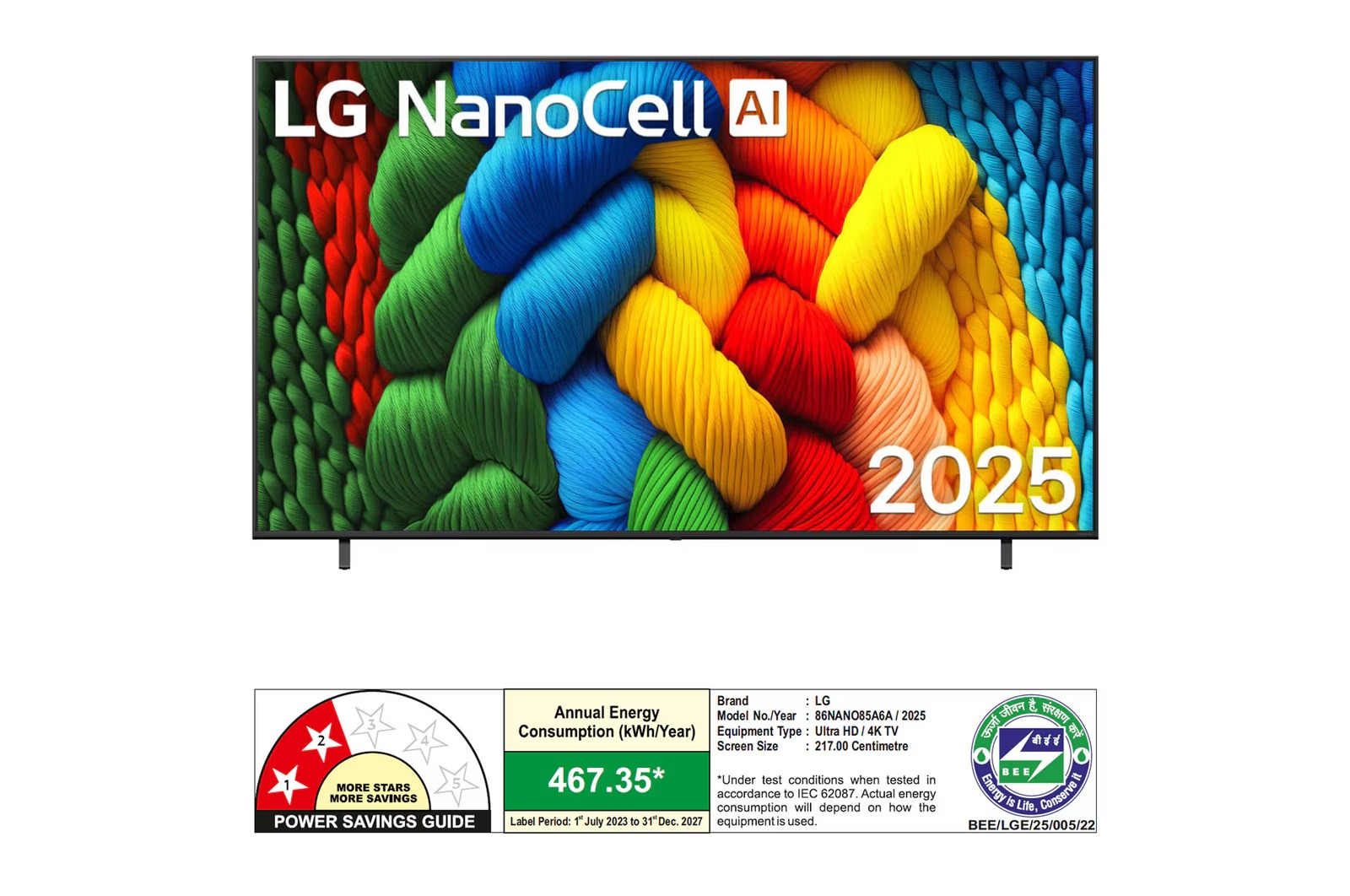 LG 86 Inch Smart LED TV 86NANO85A6A