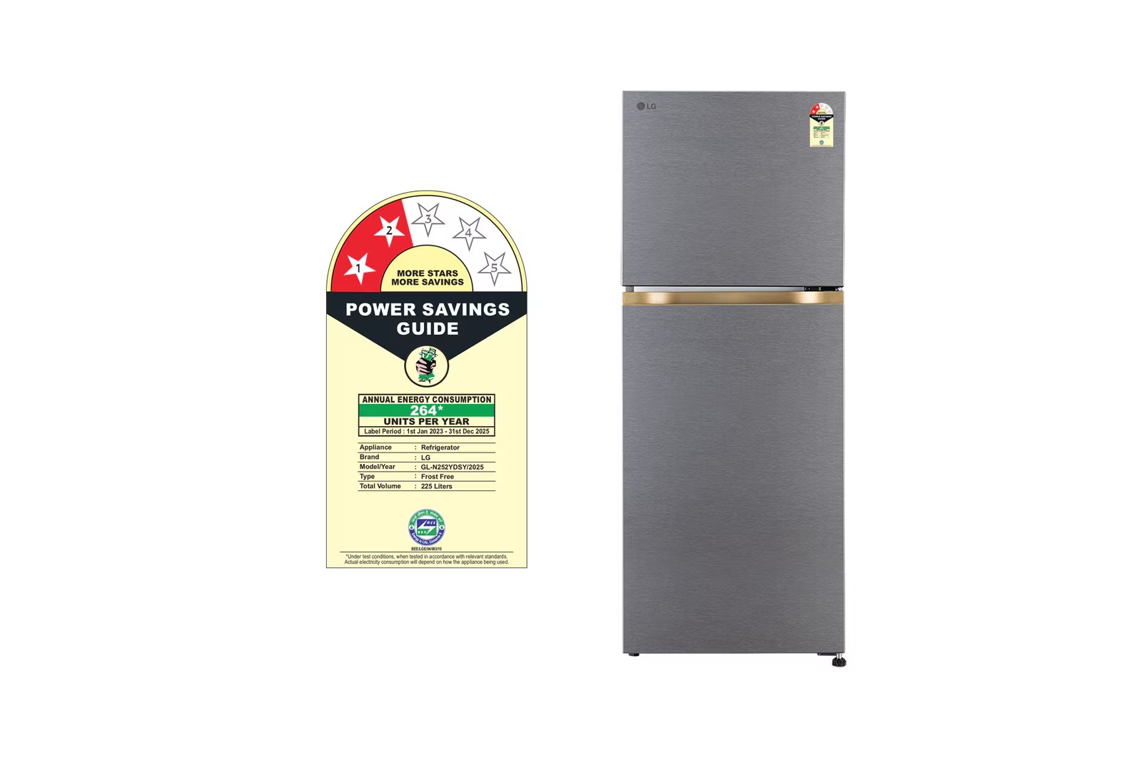 LG 225 Ltr Frost Free Double Door Refrigerator GLN252YDSY