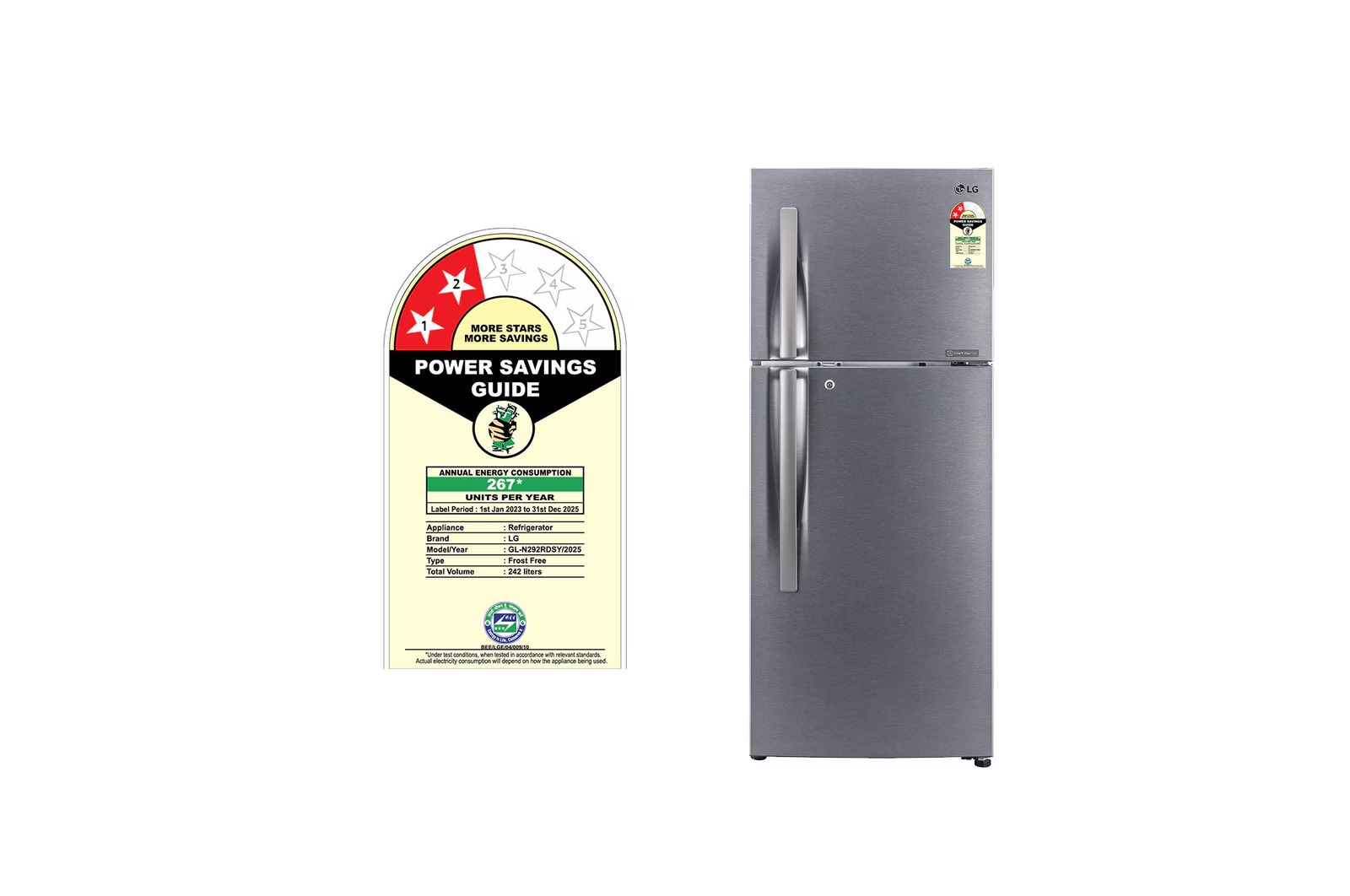 LG 242 Ltr Frost Free Double Door Refrigerator GL-N292RDSY