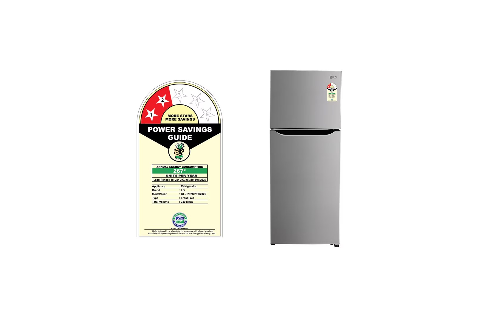 LG 240 Ltr Frost Free Double Door Refrigerator GL-S292SPZY