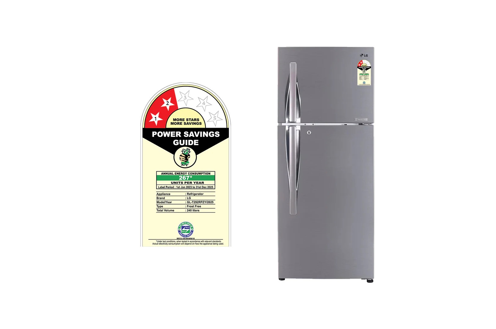 LG 240 Ltr Frost Free Double Door Refrigerator GL-T292RPZY